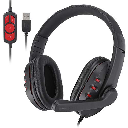 Tosuny Wired Gaming Headset, E-Sport-Kopfhörer USB-Spielkopfhörer Wired PU-Leder über Ohr-Kopfhörer mit Mikrofon für MAC, Laptop, PC von Tosuny