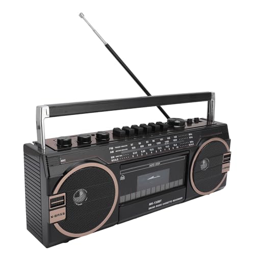 Tragbarer Kassettenspieler, Retro Bluetooth Boombox mit AM/FM/SW Radio, Kassettenspieler und Recorder, Eingebauter Stereolautsprecher, USB/SD Kartensteckplatz, 3,5mm Aux Eingang von Tosuny