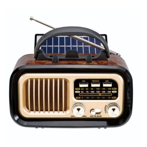 Tragbares Radio AM FM SW, Retro Transistorradio mit Bluetooth Lautsprecher, Solar/D Batterie Betrieben/USB Wiederaufladbar, TWS, TF Karte/USB Wiedergabe, für Zuhause, im Freien Tragbares Radio AM FM SW, Retro Transistorradio mit Bluetooth Lautsprecher, Solar/D Batterie Betrieben/USB Wiederaufladbar, TWS, TF Karte/USB Wiedergabe, für Zuhause, im Freien von Tosuny