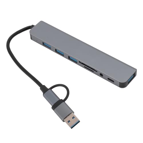 USB C Hub, 8 in 1 USB C Multiport Adapter, USB 3.0 Dockingstation mit SD/TF Kartenleser, USB 3.0, 3 USB 2.0, USB C, 3,5 mm Audioanschluss, USB C Splitter für OS X Air, Surface Book von Tosuny