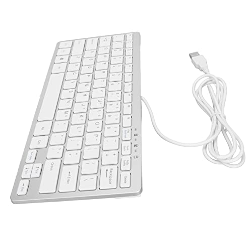 USB-Tastatur, Computertastatur mit 78 Tasten für Mobiltelefone, Computer, Laptops und Desktops, Auslaufsicher und Staubdicht, 55,1-Zoll-Kabel (Silver) von Tosuny