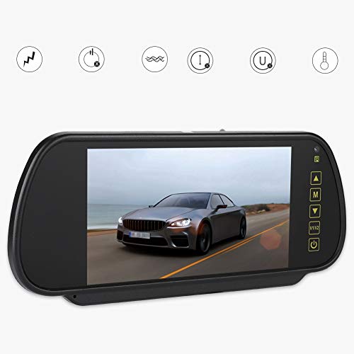 Universal Auto Rückspiegel, 7 Zoll LCD Auto Dimmmonitor Rückfahrkamera mit externem DVD oder Auto TV, Rückspiegel für alle Fahrzeugtypen. von Tosuny