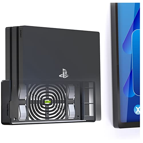 TotalMount 2524 Wandhalterung für Sony PlayStation 4 Pro Konsole mit Hitze Management und Sicherheits-Klip Schwarz von TotalMount