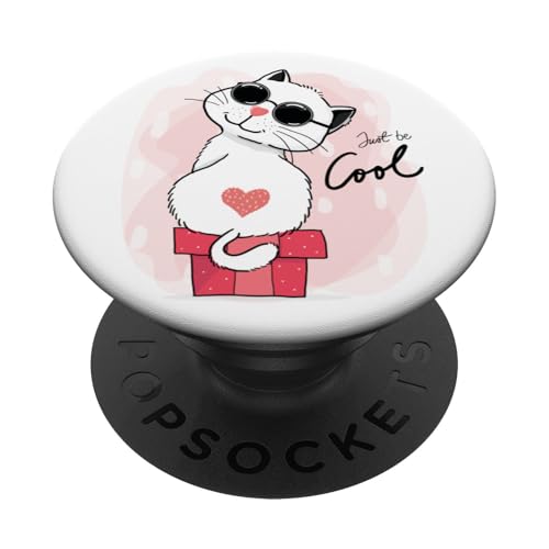 Süße coole Katze mit Sonnenbrille und Herz PopSockets Klebender PopGrip Süße coole Katze mit Sonnenbrille und Herz PopSockets Klebender PopGrip von Totality