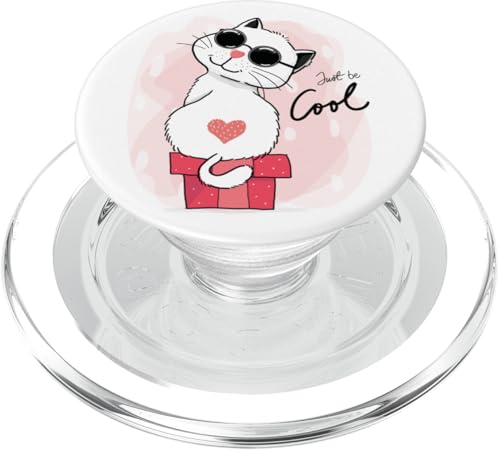 Süße coole Katze mit Sonnenbrille und Herz PopSockets PopGrip für MagSafe Süße coole Katze mit Sonnenbrille und Herz PopSockets PopGrip für MagSafe von Totality