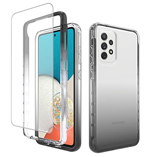 Tothedu Handyhülle für Galaxy A53 5G Hülle, Samsung A53 5G SM-A536U mit Displayschutzfolie aus gehärtetem Glas, harte PC-Schale, weiche TPU-Abdeckung für Samsung Galaxy A53 5G (schwarz) von Tothedu