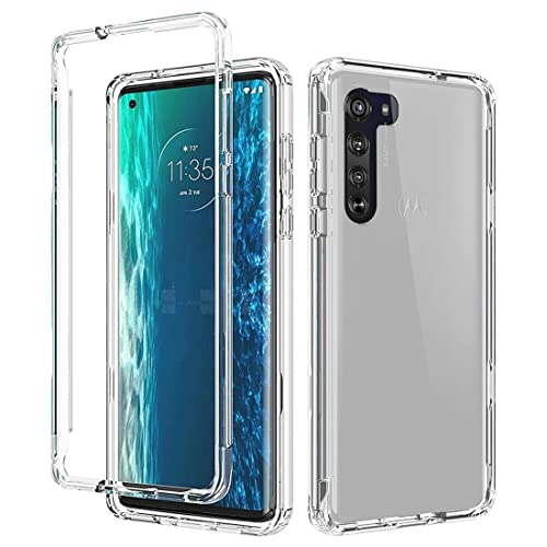 Tothedu Handyhülle für Moto Edge 2020 XT2063 Hülle, transparent, vollständiger Schutz, harte PC-Schale, TPU-Bumper für Motorola Moto Edge 5G (transparent) von Tothedu