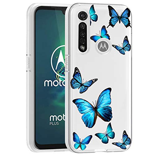 Tothedu Handyhülle für Moto G8 Plus, Motorola Plus Hülle Mädchen und Frauen, klare dünne stoßfeste Muster, weiche flexible TPU-Rückseite Handyschutzhülle Hüllen (Schmetterling) von Tothedu