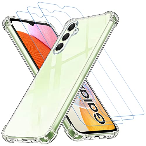 Totill Handyhülle hülle für Samsung Galaxy A14 5G + 3 Schutzfolie, Schutzhülle aus transparentem Silikon TPU Bumper mit verstärkten Ecken, klarer Schutz. panzerglas, Panzer Schutz Glas für A14 Totill Handyhülle hülle für Samsung Galaxy A14 5G + 3 Schutzfolie, Schutzhülle aus transparentem Silikon TPU Bumper mit verstärkten Ecken, klarer Schutz. panzerglas, Panzer Schutz Glas für A14 von Totill