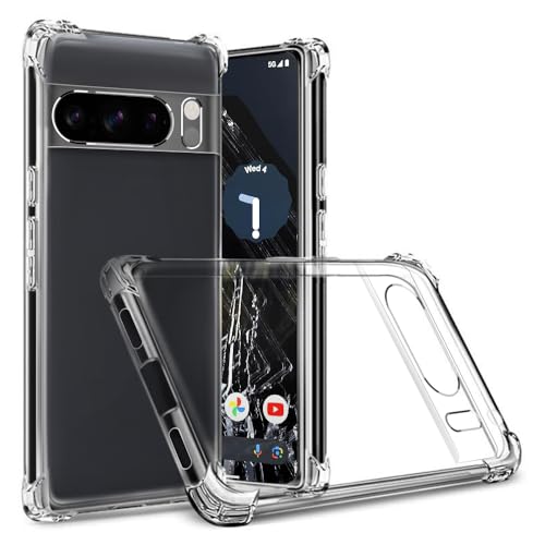 Totill Hülle für Google Pixel 8 Pro, Durchsichtig Schutzhülle mit Weiche Silikon Handyhülle, Transparent Bumper Case Cover, mit dem kabellosen Laden kompatibel, Handyhalterung Fahrrad, von Totill