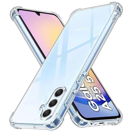 Totill Hülle für Samsung Galaxy A25, Durchsichtig Schutzhülle mit Weiche Silikon Handyhülle, Transparent Bumper Case Cover, mit dem kabellosen Laden kompatibel, Handyhalterung Fahrrad von Totill