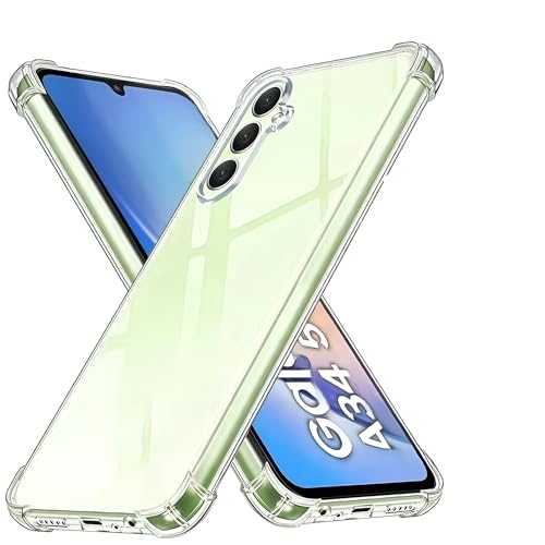 Totill Hülle für Samsung Galaxy A34, Durchsichtig Schutzhülle mit Weiche Silikon Handyhülle, Transparent Bumper Case Cover, mit dem kabellosen Laden kompatibel, Handyhalterung Fahrrad von Totill