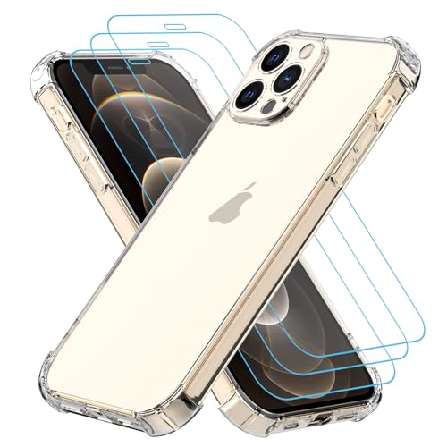 Totill Hülle für iPhone 12 Pro Max, 1 Handyhülle mit 3 Stück Hartglas, Weiche TPU Transparent Stoßfest Schutzhülle Durchsichtige Kratzfest Handyhülle Case Cover, 360 Grad Schutzhülle Totill Hülle für iPhone 12 Pro Max, 1 Handyhülle mit 3 Stück Hartglas, Weiche TPU Transparent Stoßfest Schutzhülle Durchsichtige Kratzfest Handyhülle Case Cover, 360 Grad Schutzhülle von Totill