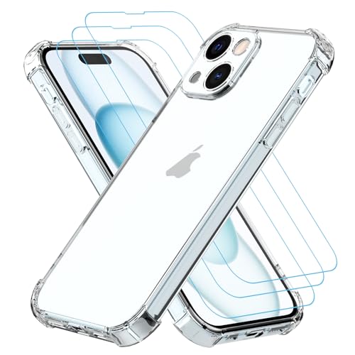 Totill Hülle für iPhone 15, 1 Handyhülle mit 3 Stück Hartglas, Weiche TPU Transparent Stoßfest Schutzhülle Durchsichtige Kratzfest Handyhülle Case Cover, 360 Grad Schutzhülle Totill Hülle für iPhone 15, 1 Handyhülle mit 3 Stück Hartglas, Weiche TPU Transparent Stoßfest Schutzhülle Durchsichtige Kratzfest Handyhülle Case Cover, 360 Grad Schutzhülle von Totill