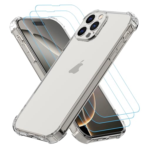 Totill Hülle für iPhone 16 Pro Max, 1 Handyhülle mit 3 Stück Hartglas, Weiche TPU Transparent Stoßfest Schutzhülle Durchsichtige Kratzfest Handyhülle Case Cover, 360 Grad Schutzhülle Totill Hülle für iPhone 16 Pro Max, 1 Handyhülle mit 3 Stück Hartglas, Weiche TPU Transparent Stoßfest Schutzhülle Durchsichtige Kratzfest Handyhülle Case Cover, 360 Grad Schutzhülle von Totill
