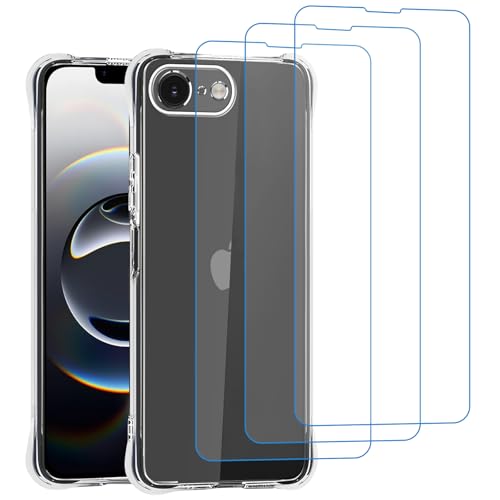 Totill Hülle für iPhone 16e mit 3 Stück Schutzfolie, 4 in 1 Durchsichtige Kratzfest Stoßfest Handyhülle, Rundumschutz Schutzhülle, Ultra Transparent Weiches Durchsichtig Case Cover, Panzer Schutz Glas Totill Hülle für iPhone 16e mit 3 Stück Schutzfolie, 4 in 1 Durchsichtige Kratzfest Stoßfest Handyhülle, Rundumschutz Schutzhülle, Ultra Transparent Weiches Durchsichtig Case Cover, Panzer Schutz Glas von Totill