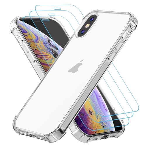 Totill Hülle für iPhone X/XS mit 3 Stück Schutzfolie, 4 in 1 Durchsichtige Kratzfest Stoßfest Handyhülle, Rundumschutz Schutzhülle, Ultra Transparent Weiches Durchsichtig Case Cover, Panzer Schutz Totill Hülle für iPhone X/XS mit 3 Stück Schutzfolie, 4 in 1 Durchsichtige Kratzfest Stoßfest Handyhülle, Rundumschutz Schutzhülle, Ultra Transparent Weiches Durchsichtig Case Cover, Panzer Schutz von Totill