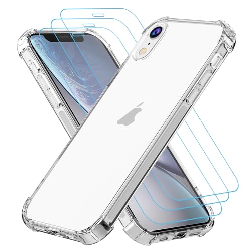 Totill Hülle für iPhone Xr mit 3 Stück Schutzfolie, 4 in 1 Durchsichtige Kratzfest Stoßfest Handyhülle, Rundumschutz Schutzhülle, Ultra Transparent Weiches Durchsichtig Case Cover, Panzer Schutz Gla Totill Hülle für iPhone Xr mit 3 Stück Schutzfolie, 4 in 1 Durchsichtige Kratzfest Stoßfest Handyhülle, Rundumschutz Schutzhülle, Ultra Transparent Weiches Durchsichtig Case Cover, Panzer Schutz Gla von Totill