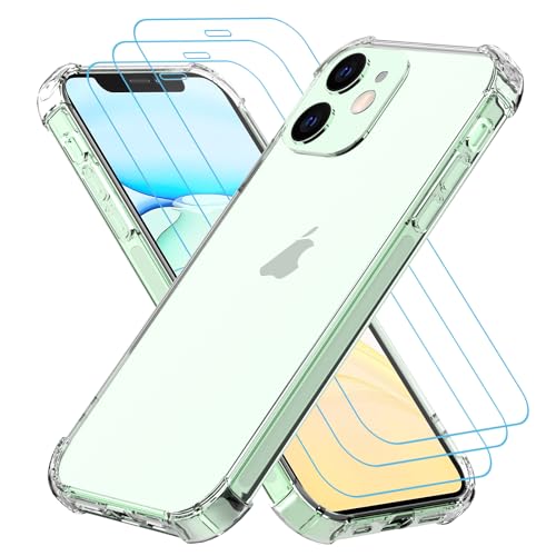 Totill Klar Hülle für iPhone 11, 1 Handyhülle mit 3 Stück Panzer Schutz Glas und Positionierhilfe, [ 360 Grad Schutzhülle ] Stoßfest Transparent Schutzhülle Dünn Durchsichtige Case, Panzer Schutz Glas von Totill