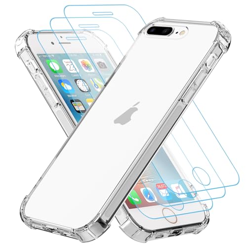 Totill Klar Hülle für iPhone 6 Plus und 6S Plus, 1 Handyhülle mit 3 Stück Panzer Schutz Glas und Positionierhilfe, Stoßfest Transparent Schutzhülle Dünn Durchsichtige Case, Panzer Schutz Totill Klar Hülle für iPhone 6 Plus und 6S Plus, 1 Handyhülle mit 3 Stück Panzer Schutz Glas und Positionierhilfe, Stoßfest Transparent Schutzhülle Dünn Durchsichtige Case, Panzer Schutz von Totill