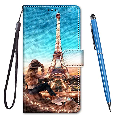 Toucasa Handyhülle für Huawei Mate 10 Lite,Premium Brieftasche PU Leder Flip [Kreativ Gemalt] Stoßfeste Case Handytasche Klapphülle für Huawei Mate 10 Lite (Mädchen Turm) von TOUCASA