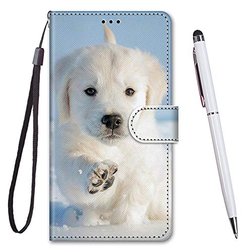 TOUCASA Handyhülle für Motorola Moto G7 Power Hülle,Premium Brieftasche PU Leder Flip [Kreativ Gemalt] Stoßfeste Case Handytasche Klapphülle für Motorola Moto G7 Power (Schneewelpe) von TOUCASA
