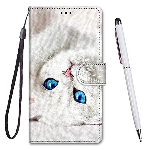Toucasa Handyhülle für Xiaomi Mi CC9E / A3 Hülle,Premium Brieftasche PU Leder Flip [Kreativ Gemalt] Stoßfeste Case Handytasche Klapphülle für Xiaomi Mi CC9E / A3 (Blaue Augen Cat) von Toucasa