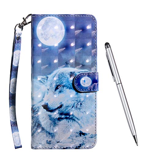 TOUCASA Hülle Kompatibel mit Huawei Honor 20 Lite, Handyhülle Brieftasche PU Leder Flip [3D] Case Magnetverschluss Handytasche Klapphülle Tasche Lederhülle Schutzhülle (Blauer Wolf) von TOUCASA