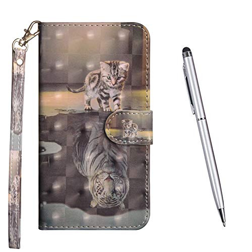 Toucasa Hülle Kompatibel mit iPhone 11 6,1 Inches, Handyhülle Brieftasche PU Leder Flip [3D] Case Magnetverschluss Handytasche Klapphülle Tasche Lederhülle Schutzhülle (Tiger Katze) von Toucasa