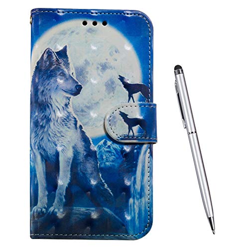 Toucasa Kompatibel mit Samsung Galaxy A20E Hülle, Handyhülle Brieftasche PU Leder Flip [3D] Case Magnetverschluss Handytasche Klapphülle Tasche Lederhülle Schutzhülle (Wolf) von Toucasa