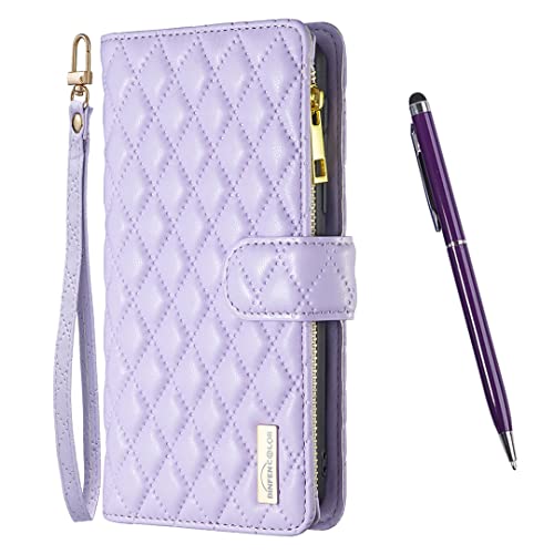 TOUCASA Kompatibel mit Samsung Galaxy A31 Hülle, Vintage Reißverschluss Handyhülle Leder mit 9 Kartenfächer Standfunktion Geldbörse Trageband Schutzhülle Flip Wallet Case Stoßfeste (Violett) von TOUCASA