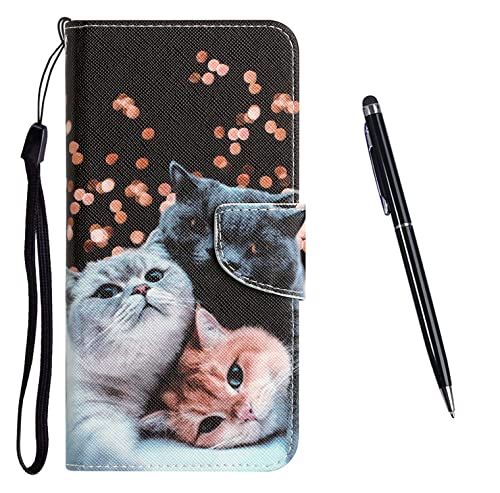 Toucasa Kompatibel mit Samsung Galaxy A53 5G Hülle, Samsung Galaxy A53 5G PU Leder Wallet Ständer Case, mit Muster Motiv Stoßfest Cover Klappbar Flip Klapphülle mit Kartenfächern (Katze) von Toucasa