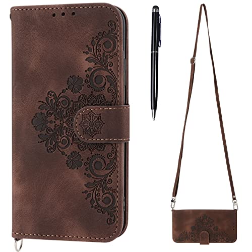 Toucasa Kompatibel mit iPhone 11 Pro Hülle mit Band, Handykette Handyhülle iPhone 11 Pro (5,8 Zoll), PU Leder Flip Klappbar Magnetische Wallet Tasche Kartenfach Schutzhülle Flipcase Klapphülle (Braun) von Toucasa