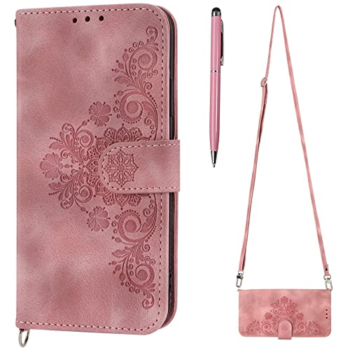 Toucasa Kompatibel mit iPhone 11 Pro Hülle mit Band, Handykette Handyhülle iPhone 11 Pro (5,8 Zoll), PU Leder Flip Klappbar Magnetische Wallet Tasche Kartenfach Schutzhülle Flipcase Klapphülle (Rosa) von Toucasa