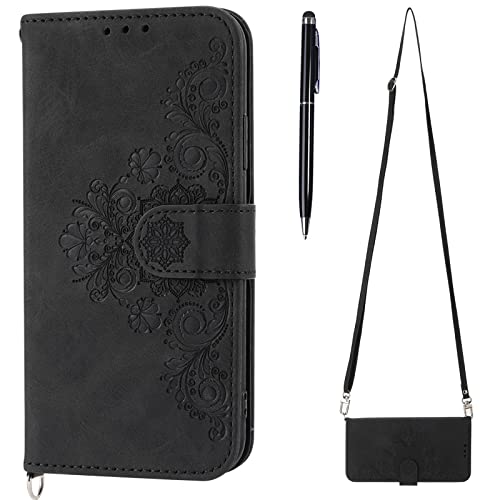 Toucasa Kompatibel mit iPhone 11 Pro Max Hülle mit Band, Handykette Handyhülle iPhone 11 Pro Max (6,5 Zoll), PU Leder Flip Klappbar Magnetische Wallet Tasche Schutzhülle Flipcase Klapphülle (Schwarz) von Toucasa