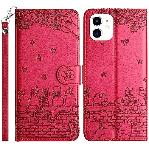 Toucasa Kompatibel mit iPhone 12 Mini (5,4 Zoll) Hülle, Klappbare Handyhülle PU Leder mit Standfunktion, Kartenfächer und Magnetverschluss Flip Wallet Schutzhülle für iPhone 12 Mini (5,4 Zoll) (Rot) von Toucasa