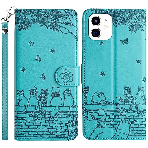 TOUCASA Kompatibel mit iPhone 12 Mini (5,4 Zoll) Hülle, Klappbare Handyhülle PU Leder mit Standfunktion, Kartenfächer und Magnetverschluss Flip Wallet Schutzhülle für iPhone 12 Mini (5,4 Zoll) (Blau) von TOUCASA