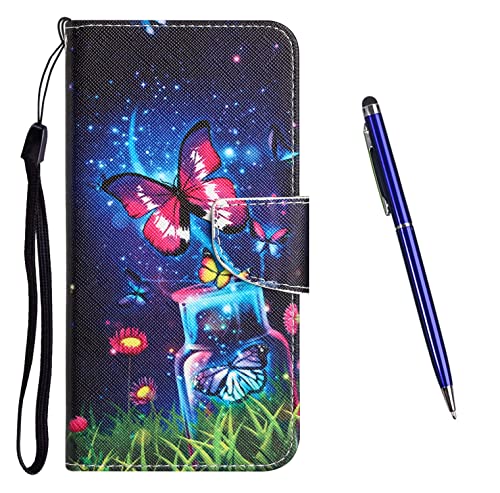 TOUCASA Kompatibel mit iPhone 13 Mini (5,4 Zoll) Hülle, iPhone 13 Mini PU Leder Wallet Ständer Case, mit Muster Motiv Stoßfest Cover Klappbar Flip Klapphülle mit Kartenfächern (Schmetterling 3) von TOUCASA