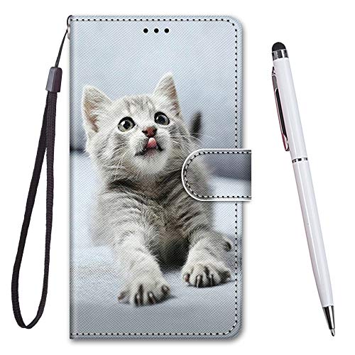 TOUCASA für Motorola Moto G8 Power Hülle,Handyhülle für Moto G8 Power,Premium Brieftasche PU Leder Flip [Kreativ Gemalt] Case Handytasche Klapphülle für Motorola Moto G8 Power (Zungenkatze) von TOUCASA