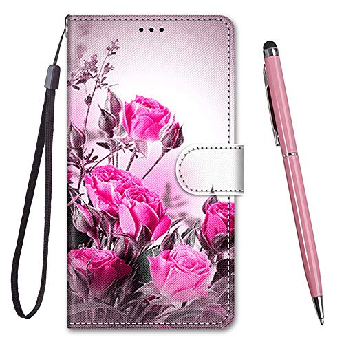 Toucasa für Samsung Galaxy A22 5G Hülle, Premium Brieftasche PU Leder Flip [Kreativ Gemalt] Case Handytasche Klapphülle für Samsung Galaxy A22 5G (Wilde Rose) von Toucasa