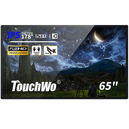 TouchWo 65 Zoll Kapazitiver Multi-Touch Industriemonitor, 16:9 Display 1920 x 1080P, Integrierte Lautsprecher, USB, VGA, DVI & HD-MI Anschlüsse, Digital Signage Displays für Werbung von TouchWo