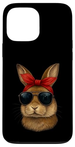 Cooles männliches Häschen mit rotem Stirnband und Sonnenbrille Spaß Hülle für iPhone 13 Pro Max von Tough Rabbits