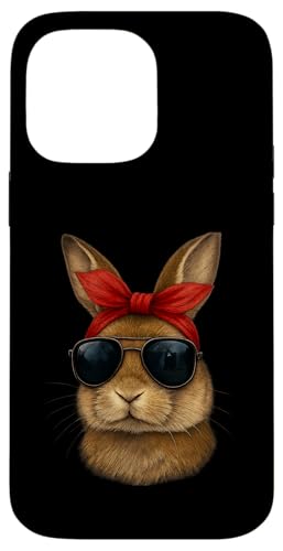 Cooles männliches Häschen mit rotem Stirnband und Sonnenbrille Spaß Hülle für iPhone 14 Pro Max von Tough Rabbits
