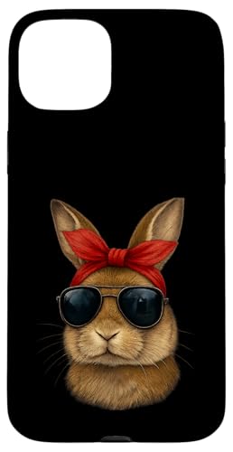 Cooles männliches Häschen mit rotem Stirnband und Sonnenbrille Spaß Hülle für iPhone 15 Plus von Tough Rabbits