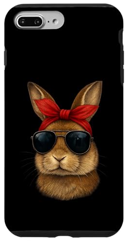 Cooles männliches Häschen mit rotem Stirnband und Sonnenbrille Spaß Hülle für iPhone 7 Plus/8 Plus von Tough Rabbits