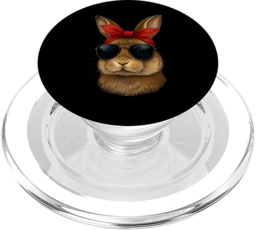 Cooles männliches Häschen mit rotem Stirnband und Sonnenbrille Spaß PopSockets PopGrip für MagSafe von Tough Rabbits