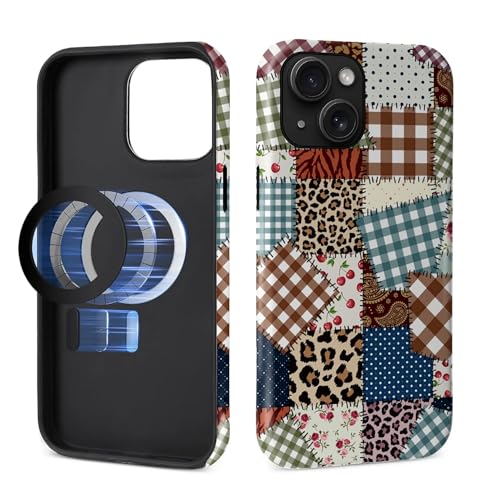 Toulas Schutzhülle für iPhone 15 Plus, kompatibel mit MagSafe, 2-lagiger Schutz, matte Oberfläche, Premium-Haptik, stoßfestes und fingerabdruckresistentes Design, Leopardenmuster, Blume, Patchwork Toulas Schutzhülle für iPhone 15 Plus, kompatibel mit MagSafe, 2-lagiger Schutz, matte Oberfläche, Premium-Haptik, stoßfestes und fingerabdruckresistentes Design, Leopardenmuster, Blume, Patchwork von Toulas