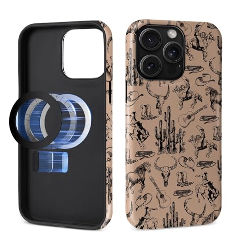 Toulas Schutzhülle für iPhone 15 Pro Max, kompatibel mit MagSafe, 2-lagiger Schutz, matte Oberfläche, Premium-Haptik, stoßfest und fingerabdruckresistent, Design Retro Western Cowboy Toulas Schutzhülle für iPhone 15 Pro Max, kompatibel mit MagSafe, 2-lagiger Schutz, matte Oberfläche, Premium-Haptik, stoßfest und fingerabdruckresistent, Design Retro Western Cowboy von Toulas