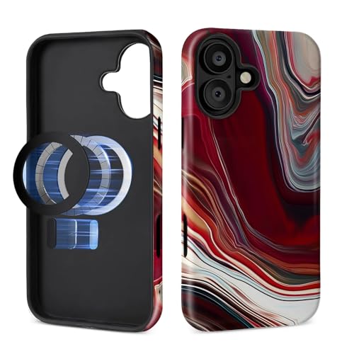 Toulas Schutzhülle für iPhone 16, [kompatibel mit MagSafe], 2-lagiger Schutz, matte Oberfläche, Premium-Haptik, stoßfestes und fingerabdruckresistentes Design, Holzmaserung, Marmor, Korallenrot von Toulas