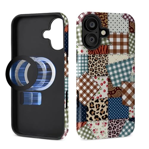 Toulas Schutzhülle für iPhone 16 Plus, kompatibel mit MagSafe, 2-lagiger Schutz, matte Oberfläche, Premium-Haptik, stoßfestes und fingerabdruckresistentes Design, Leopardenmuster, Blume, Patchwork Toulas Schutzhülle für iPhone 16 Plus, kompatibel mit MagSafe, 2-lagiger Schutz, matte Oberfläche, Premium-Haptik, stoßfestes und fingerabdruckresistentes Design, Leopardenmuster, Blume, Patchwork von Toulas